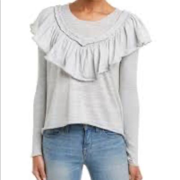 Wildfox Lais ruffled light Blue heather sweater Medium NWT - Picture 1 of 11